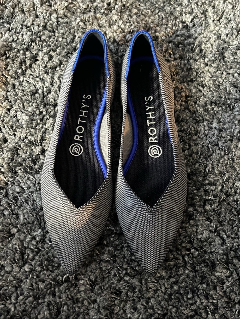 Rothy's Women's Pointed Ballet Flat - Cloud Grey Birdseye 8 NIB
